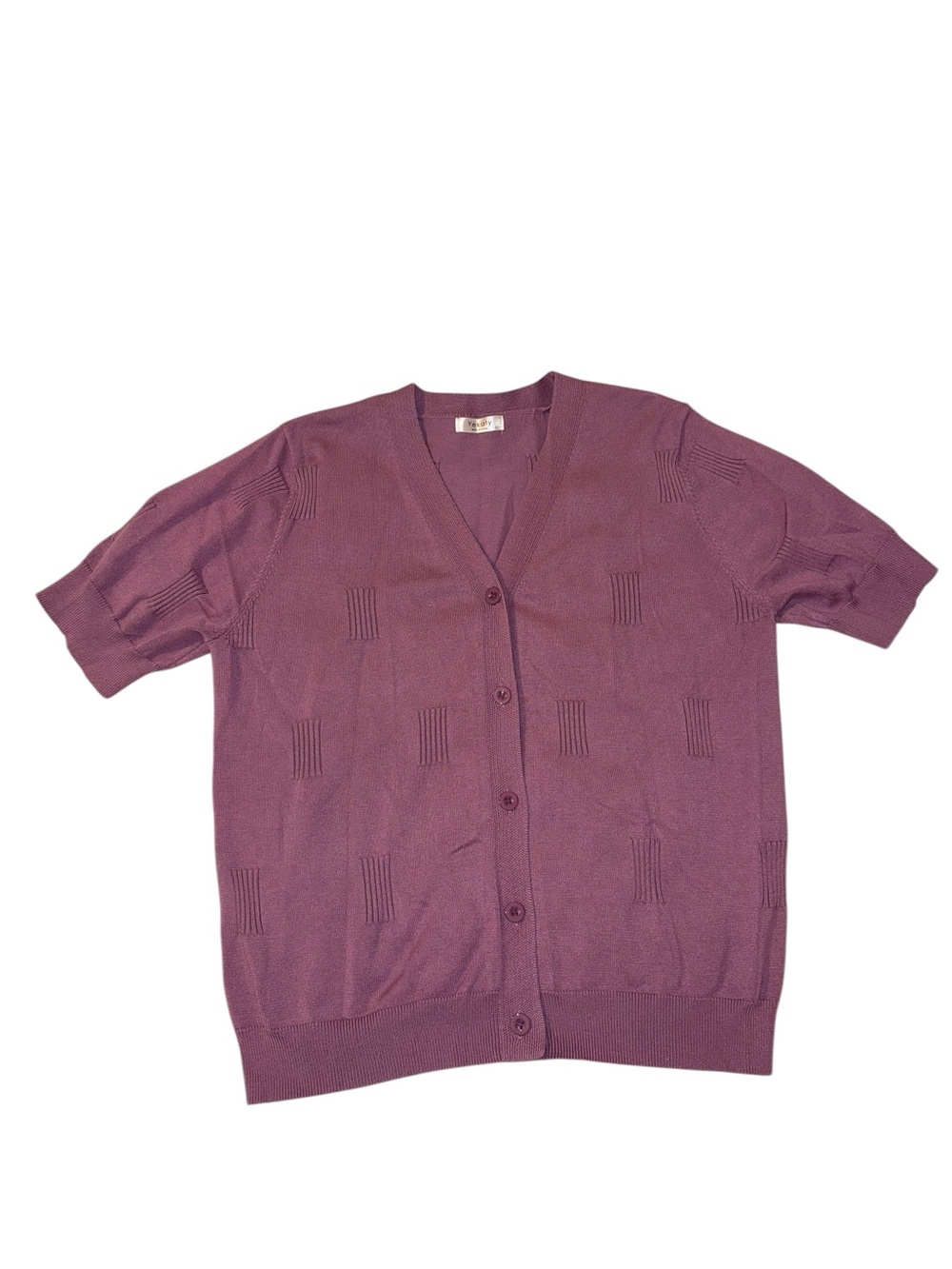 Women’s Short Sleeve V-Neck Button Cardigan - Purple